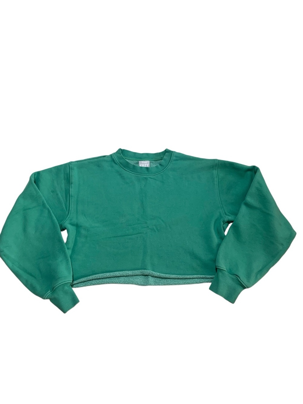 Tna Aritzia Cozy Fleece Perfect Cropped Crew Sweatshirt Green S